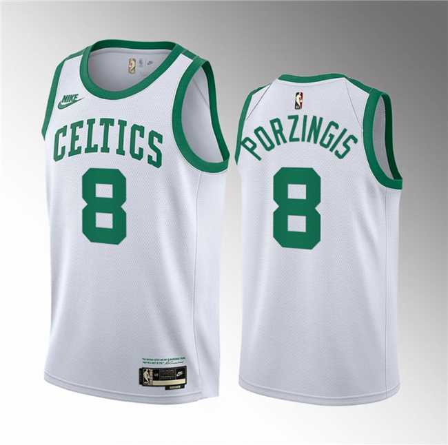 Men%27s Boston Celtics #8 Kristaps Porzingis White 2023 Draft Association Edition Stitched Basketball Jersey Dzhi->boston celtics->NBA Jersey
